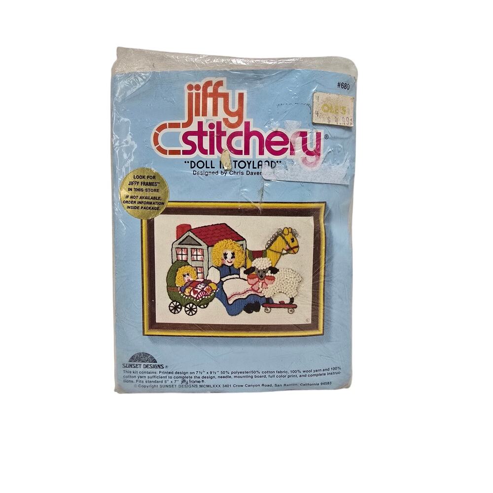 Vintage‎ Jiffy Stitchery "DOLL IN TOYLAND" Cross Stitch Kit 680